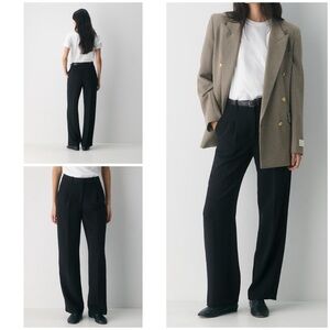 Aritzia Wilfred Black The Effortless Pant Crepette Wide Trouser Busisness Pant 2